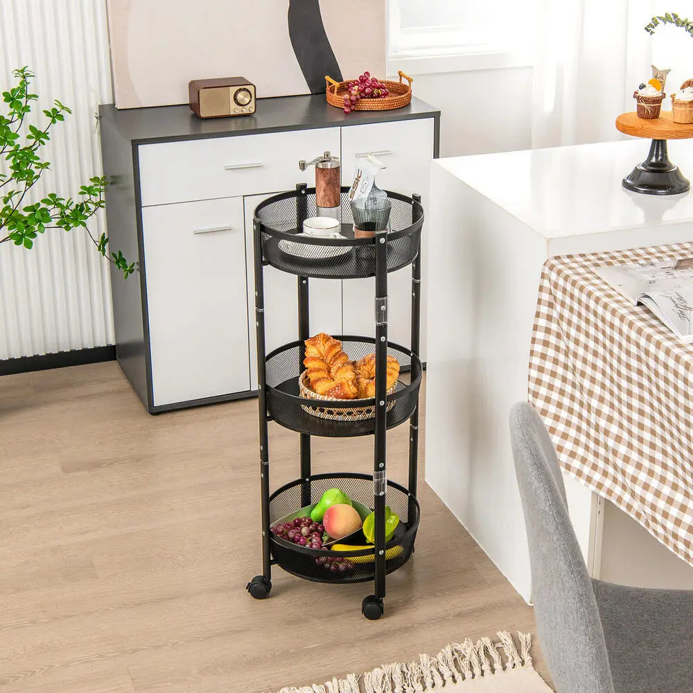 Black Roller Kitchen Cart