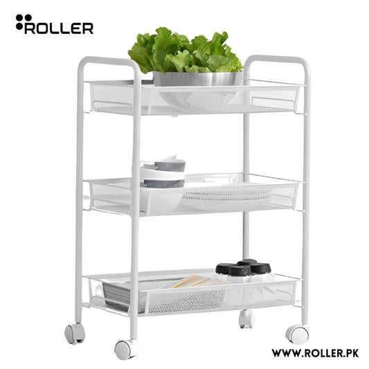 White 3-Tier Rolling Cart