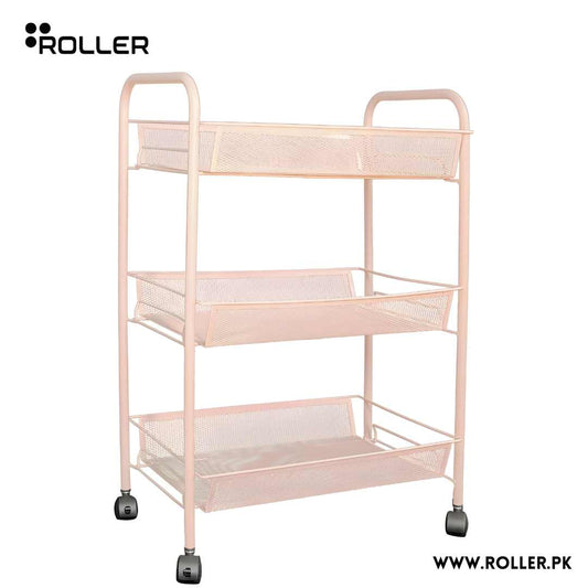 White Pink 3-Tier Rolling Cart