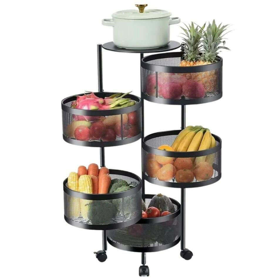 White Rotating Rack: Premium Round Metal Trolley - 3,4,5 Tiers.