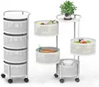 White Rotating Rack: Premium Round Metal Trolley - 3,4,5 Tiers.