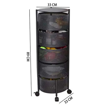 White Rotating Rack: Premium Round Metal Trolley - 3,4,5 Tiers.