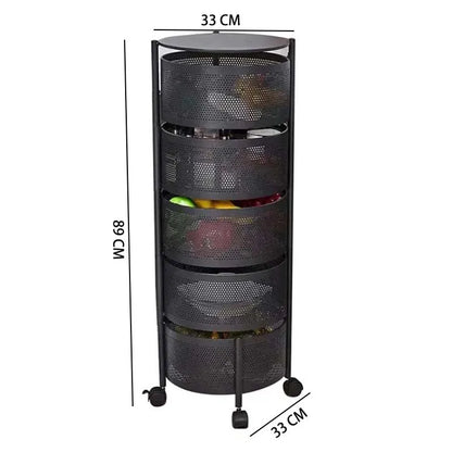 Black Rotating Rack: Premium Round Metal Trolley - 3,4,5 Tiers