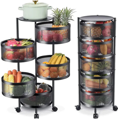 White Rotating Rack: Premium Round Metal Trolley - 3,4,5 Tiers.