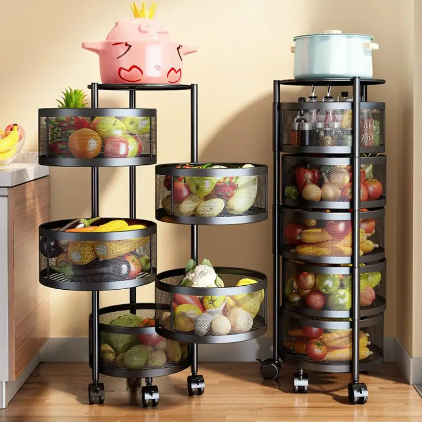 White Rotating Rack: Premium Round Metal Trolley - 3,4,5 Tiers.