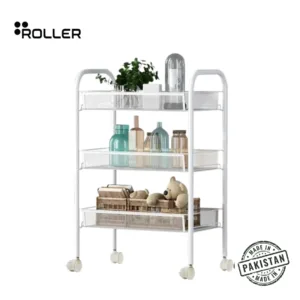 White 3-Tier Rolling Cart
