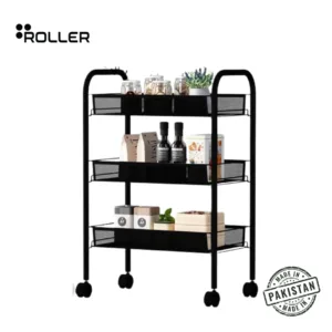 Black 3-Tier Rolling Cart