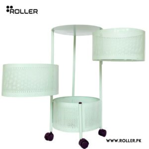 Siege Green Rotating Rack: Premium Round Metal Trolley - 3,4,5 Tiers (Size: 3 Tier)