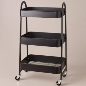 Classy 3-Tier Portable Rack Organizer (Color: Black Cart)