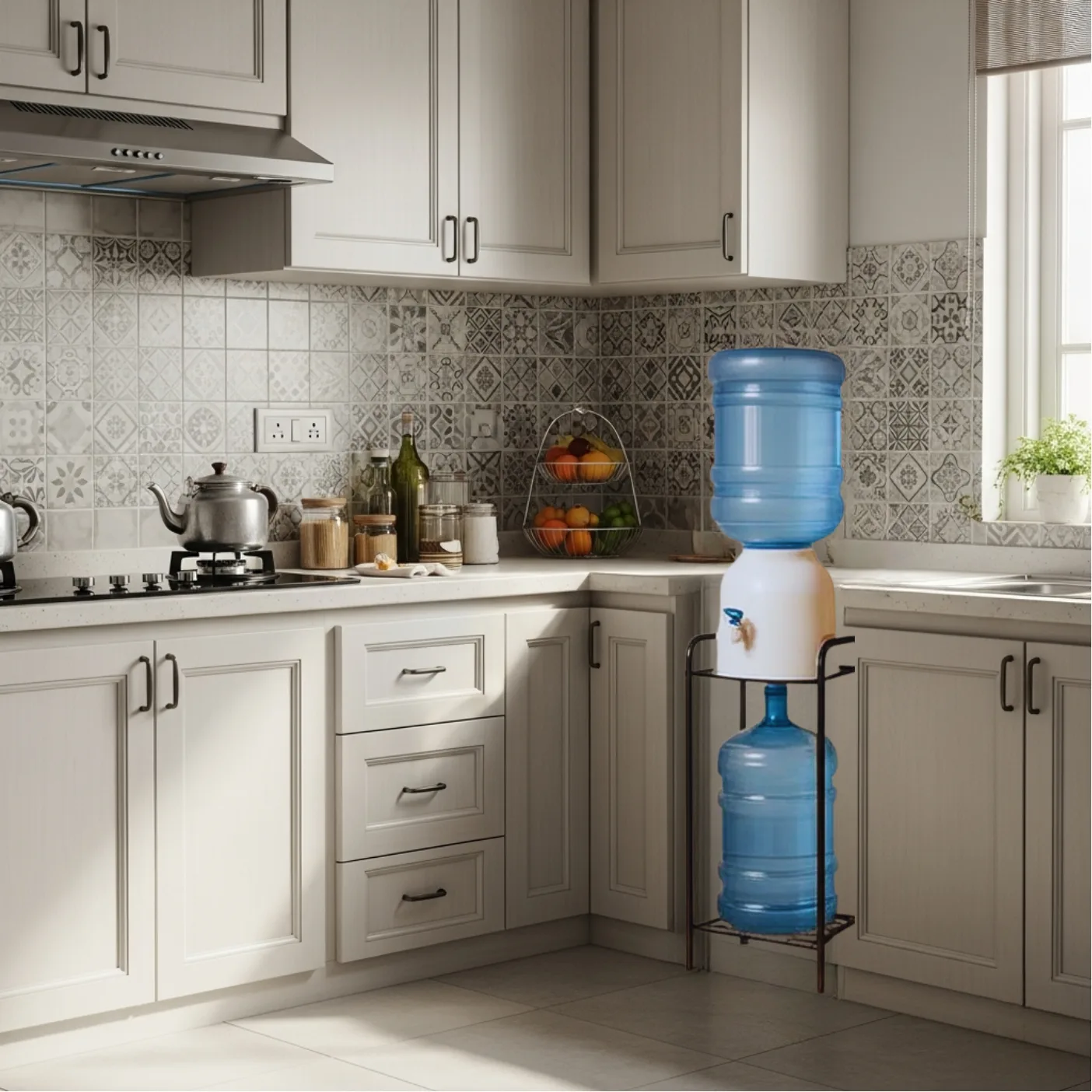 Water cooler stand with wheels — movable dispenser base
