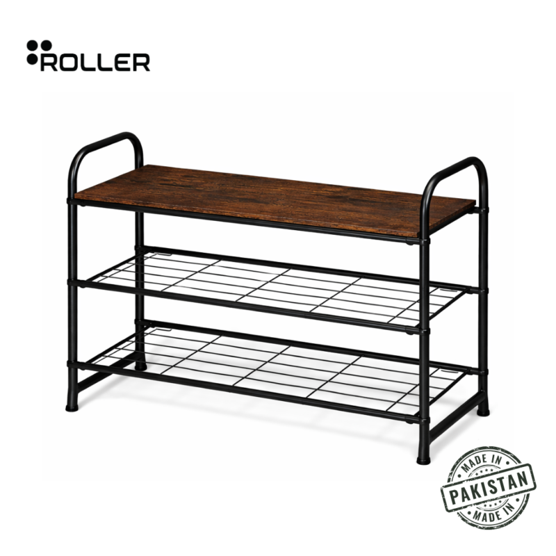 Stackable metal shoe rack — 12 pair capacity