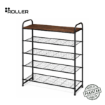 Roller Shoe Rack – Space-Saving Multi-Tier Shoe Organizer (4) Multi-tier shoe rack for entryway — steel frame with wood surface