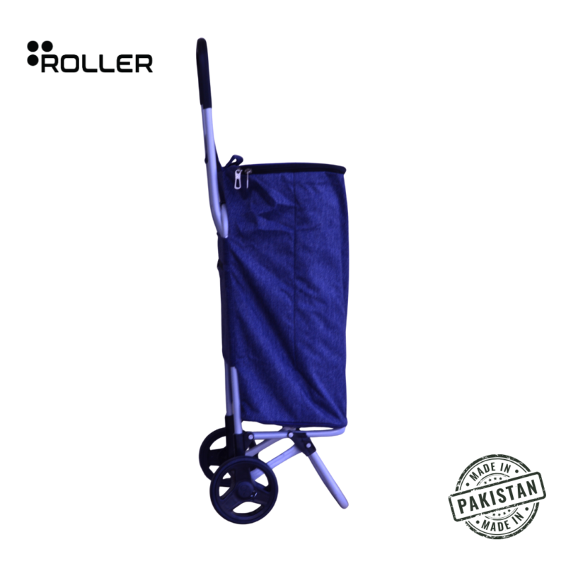 Foldable grocery trolley Pakistan — denim colour Shopping Roller Pro