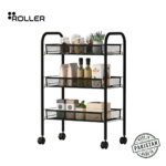 Black 3-Tier Rolling Cart