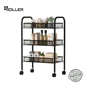 Black 3-Tier Rolling Cart