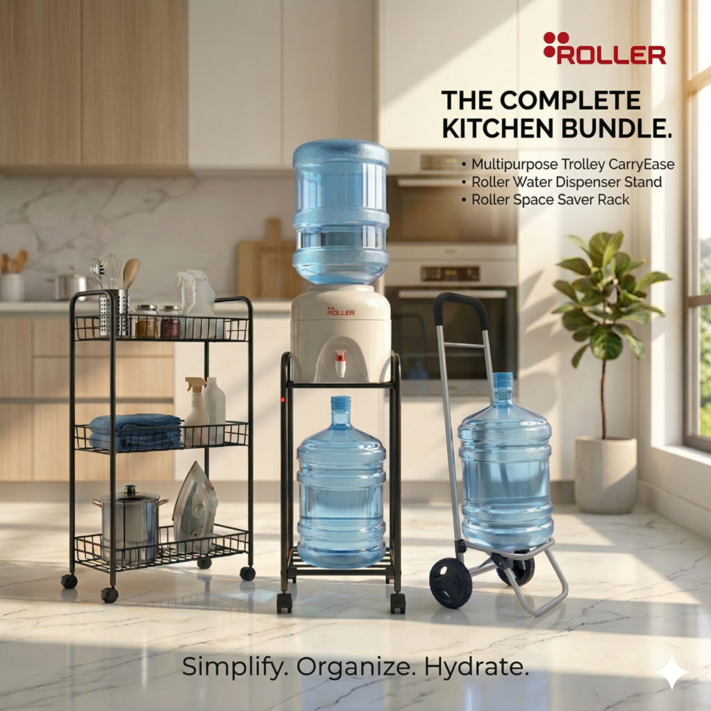 Full Home Bundle – CarryEase Trolley + Water Stand + Space Saver Rack