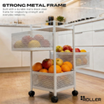 Square Rotating Multi-Tier Utility Rack - Cart with Wheels – Kitchen & Home Storage (10)