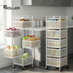 Square Rotating Multi-Tier Utility Rack - Cart with Wheels – Kitchen & Home Storage (5)